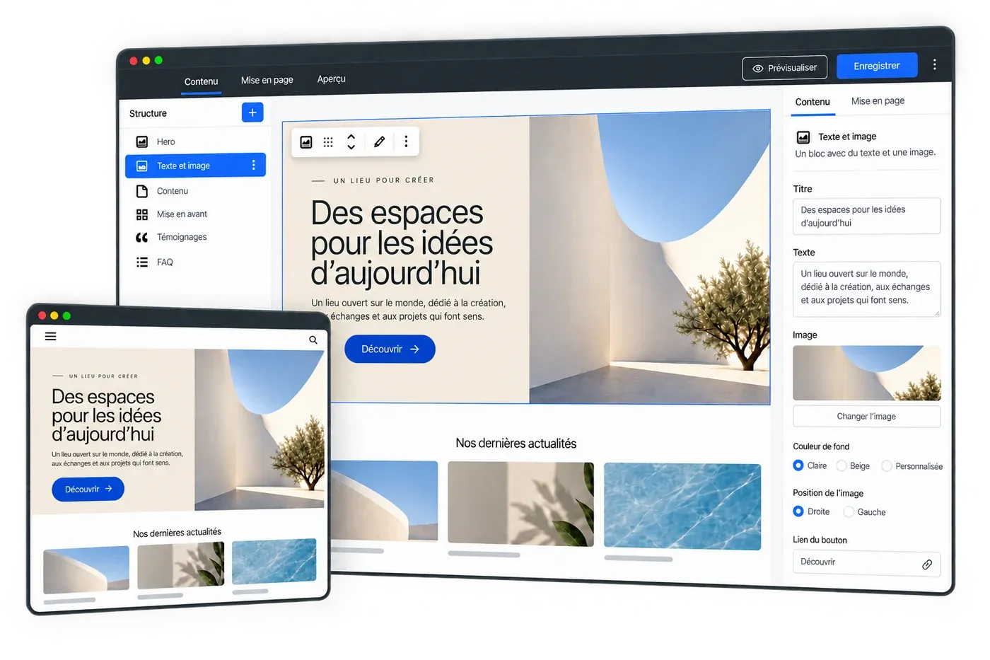 Interface d’édition d’un bloc Gutenberg sur mesure avec prévisualisation du site